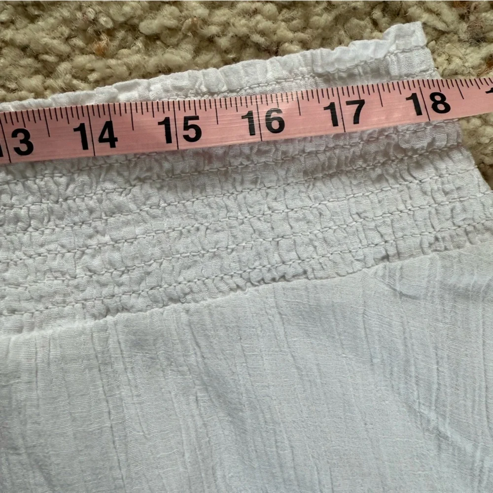 Old Navy White Linen‎ Blend Skirt Size XL Embroidered Boho Coastal Beachy